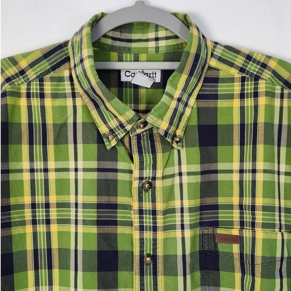 Carhartt Long Sleeve Button Down Shirt Cotton Shirt Mens 2XL Casual Work Plaid